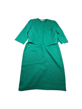 Danillo 2 Piece Skirt Suit Size 14 Green Textured Church Formal Matching Set